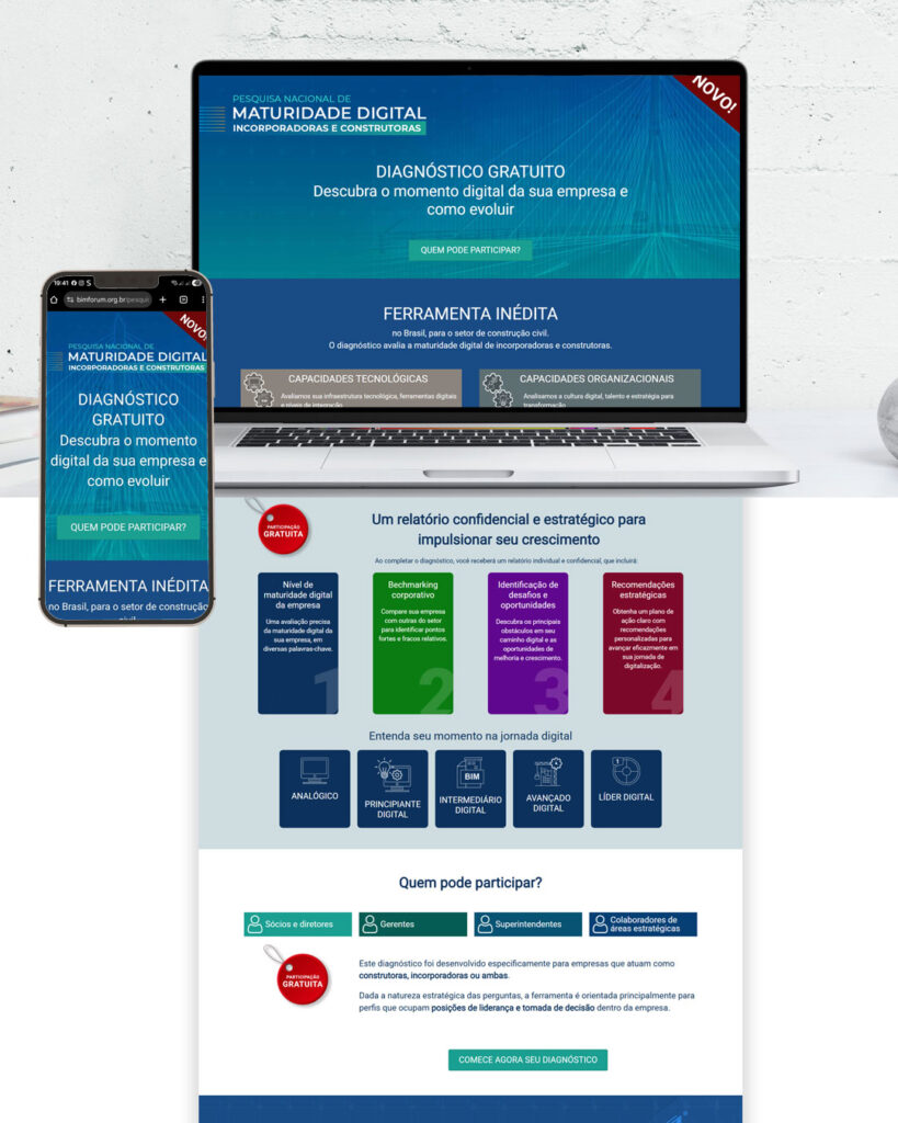 site Pesquisa Nacional de Maturidade Digital para Construtoras e Incorporadoras